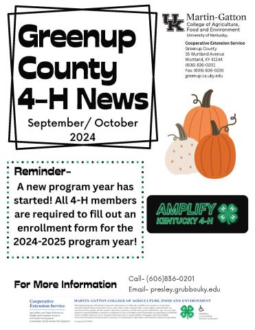 4-H--September Newsletter